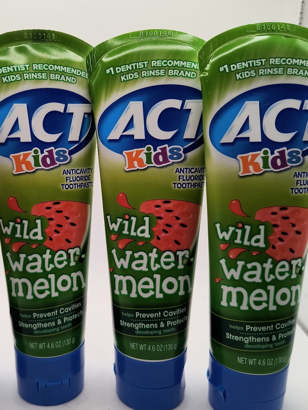 ACT Kids Anti cavity Fluoride Toothpaste 3 Pack Wild Watermelon Sealed 10/26++